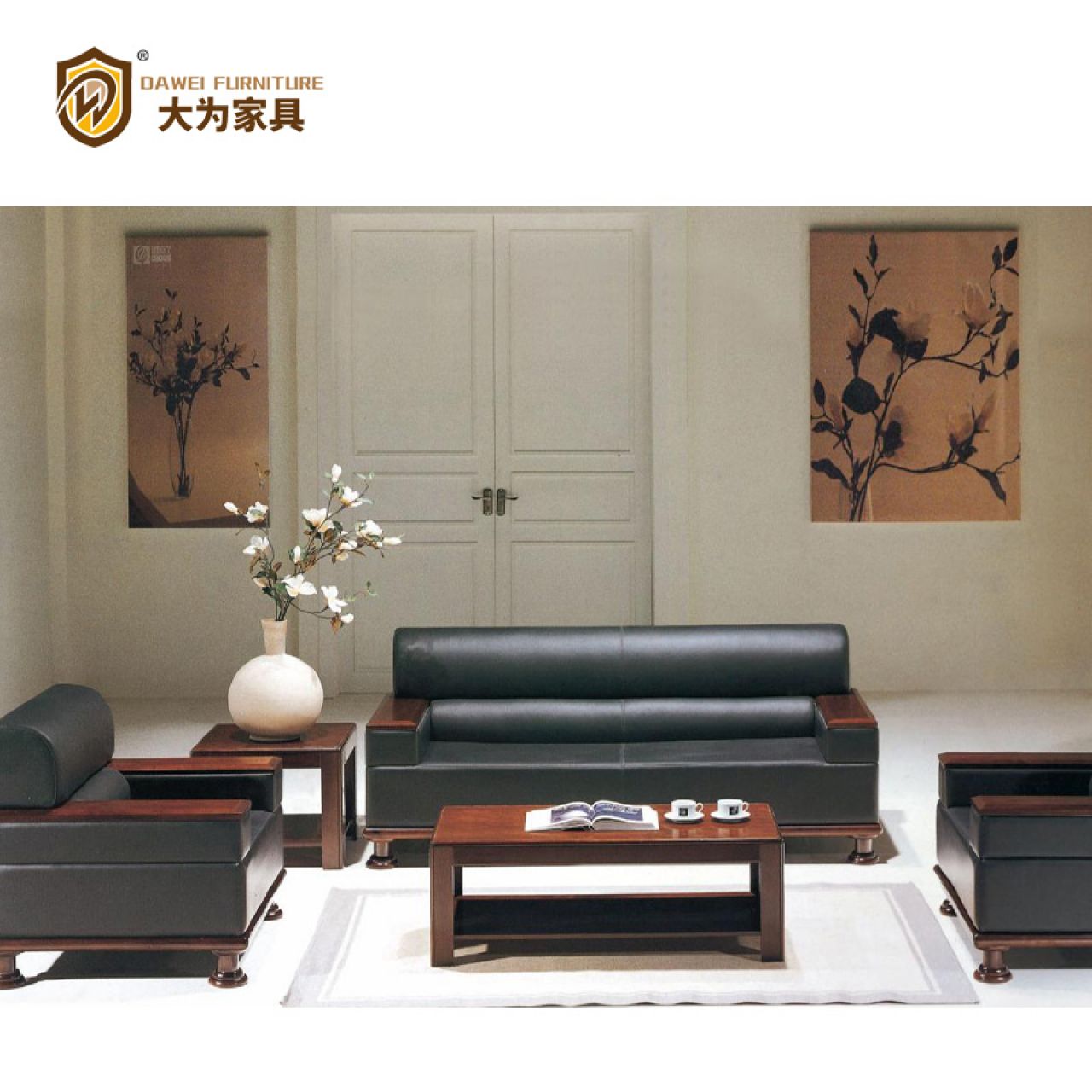 簡約商務(wù)休閑接待洽談沙發(fā) 西皮牛皮真皮沙發(fā)DWSA8006H